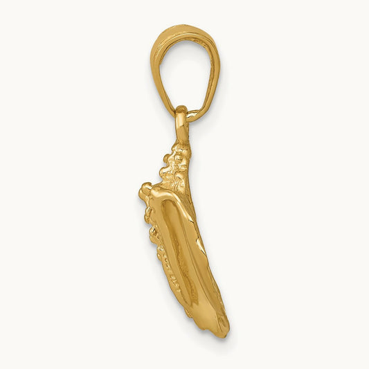 Solid Polished Conch Shell Pendant, 14K