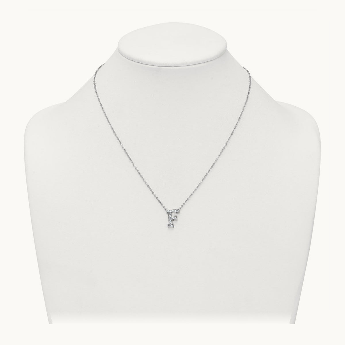 Initial Necklace — 14K White Gold, F, 1/3 ct