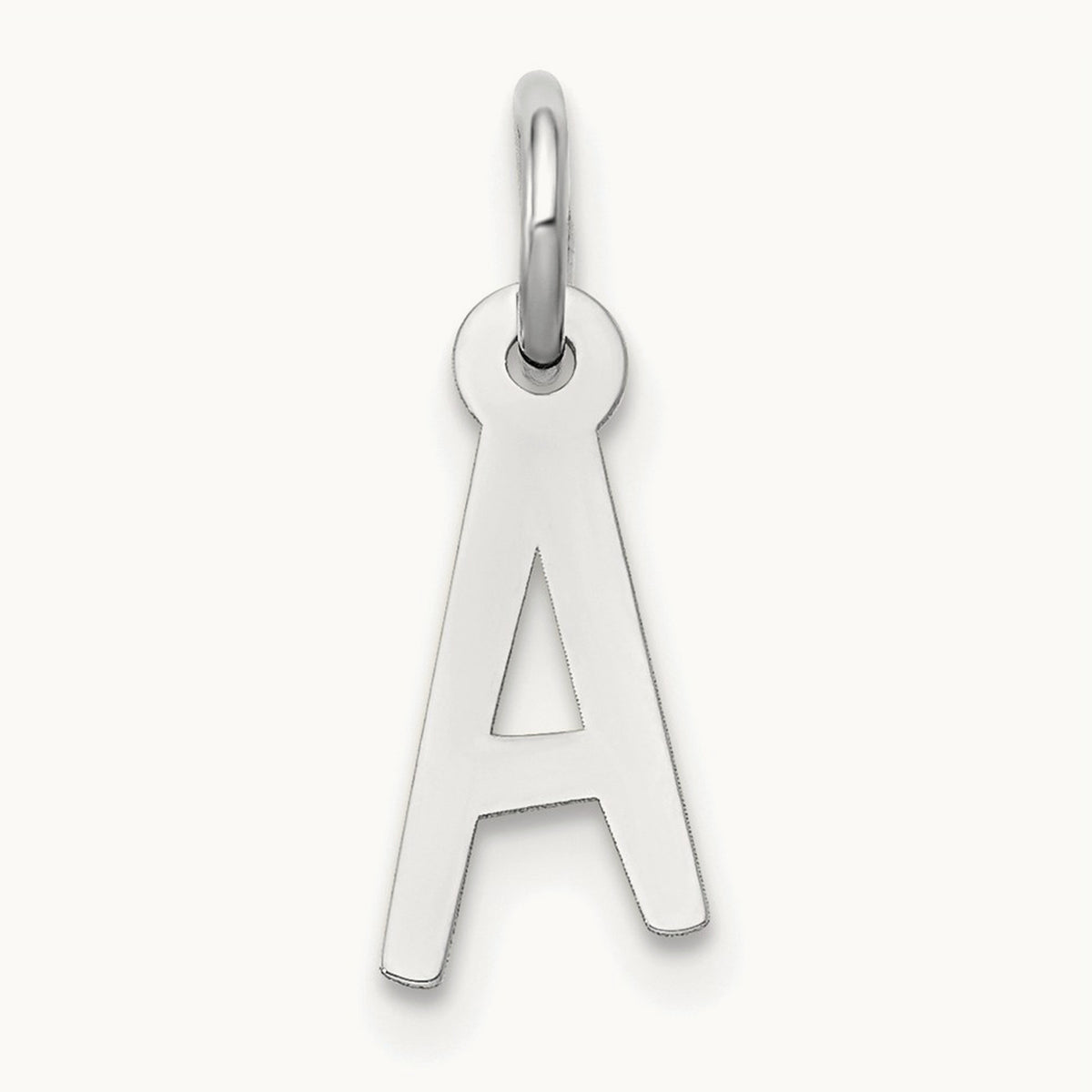 Small Slanted Block Initial Charm — 14K White Gold, A