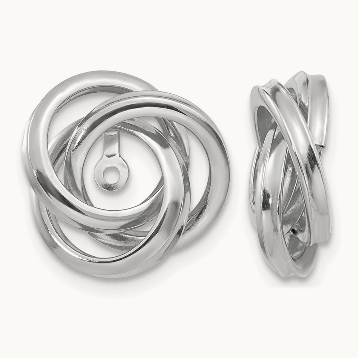 Polished Love Knot Earring Jackets — 14K White Gold, 15mm