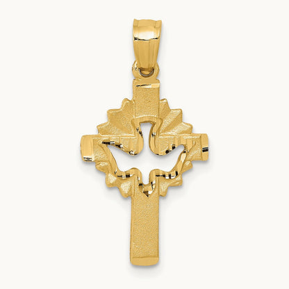 Dove Cross Charm, 14K