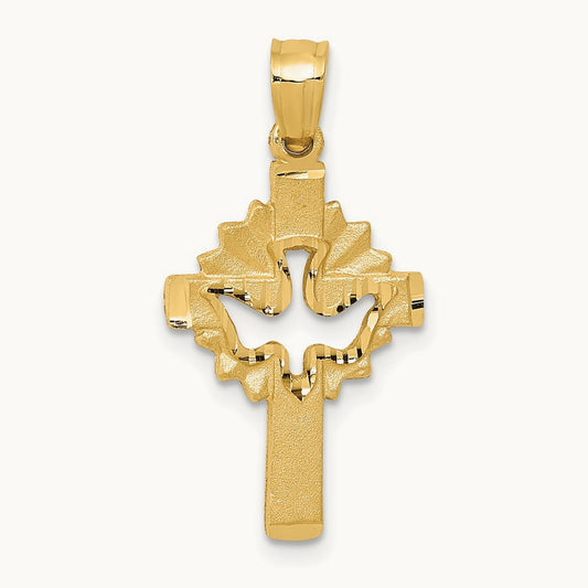 Dove Cross Charm, 14K