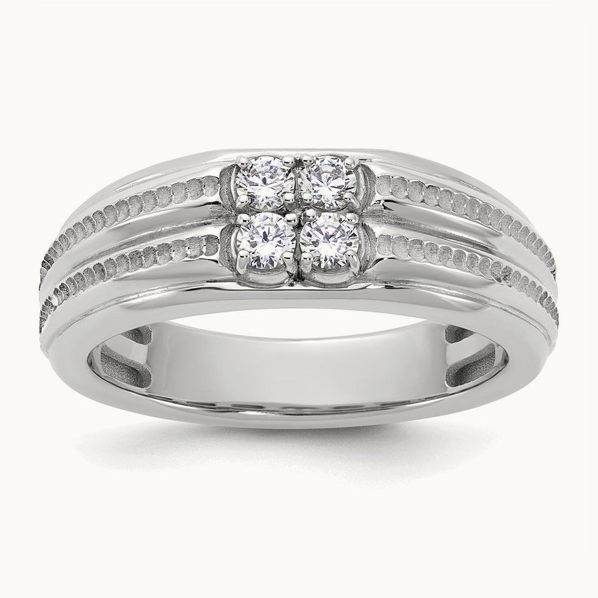 Setting: IB Goodman Men's Polished 4-Stone Diamond Ring Mounting, 14K Gold — 14K White Gold