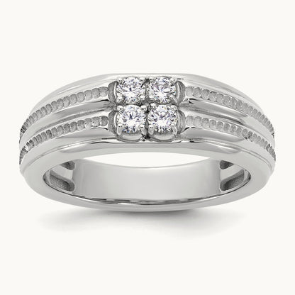 Setting: IB Goodman Men's Polished 4-Stone Diamond Ring Mounting, 14K Gold — 14K White Gold