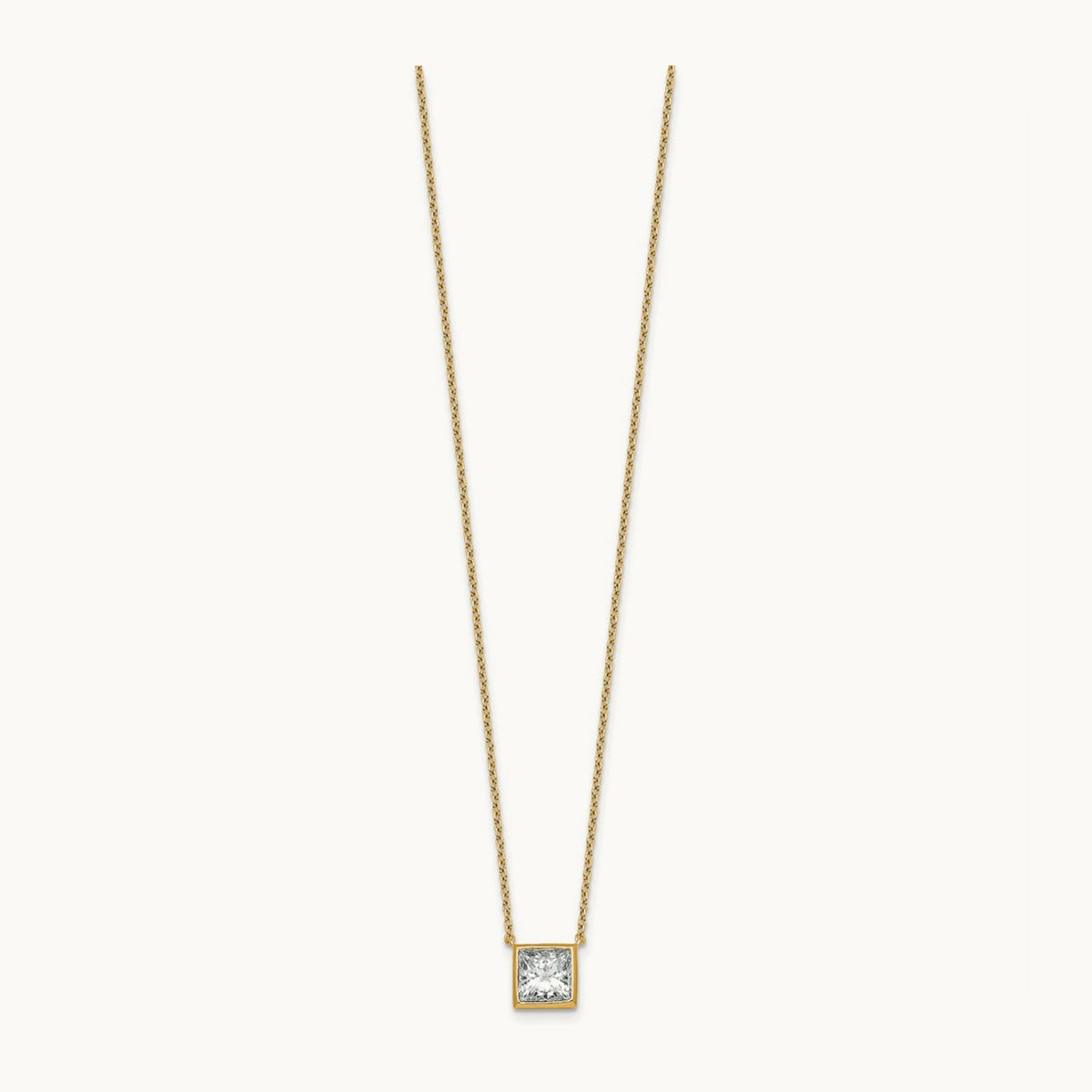 Princess Bezel Set Pendant, 1.00-4.00 ct tw Lab-Grown Diamond — 2 ct, 14K Yellow Gold