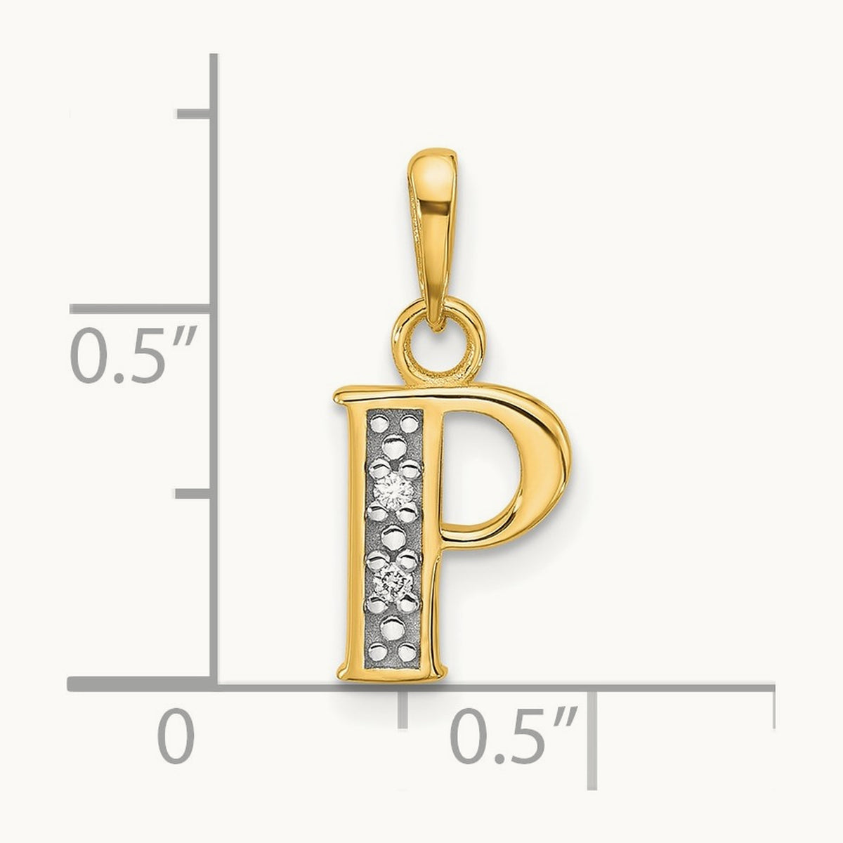 Diamond Letter P Initial Pendant, 14K with Rhodium