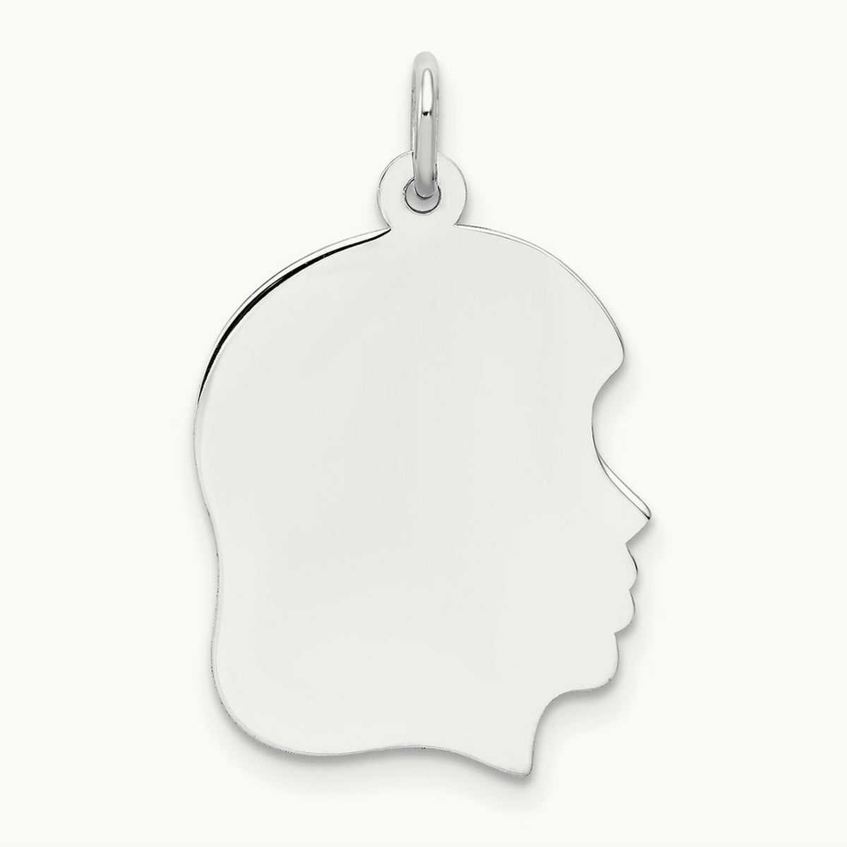 Plain Medium.027 Depth Facing Right Engravable Girl Charm — 27mm