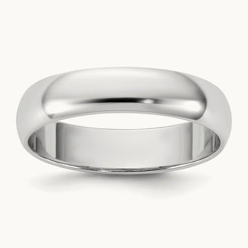 Lightweight Half Round Band, 4.5mm, 10K White Gold
