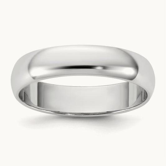 Lightweight Half Round Band, 4.5mm, 10K White Gold