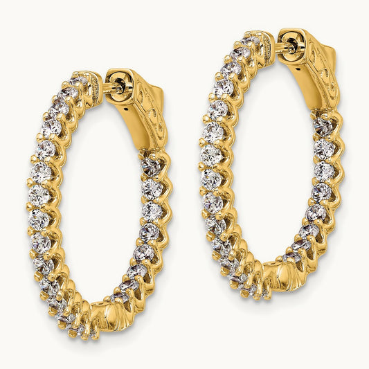 1.6ct 46- In/Out Hoop w/ Safety Clasp Diamond Earrings, 2.0mm, 14K