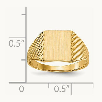 8.0x9. Open Back Signet Ring, 5mm, 14K