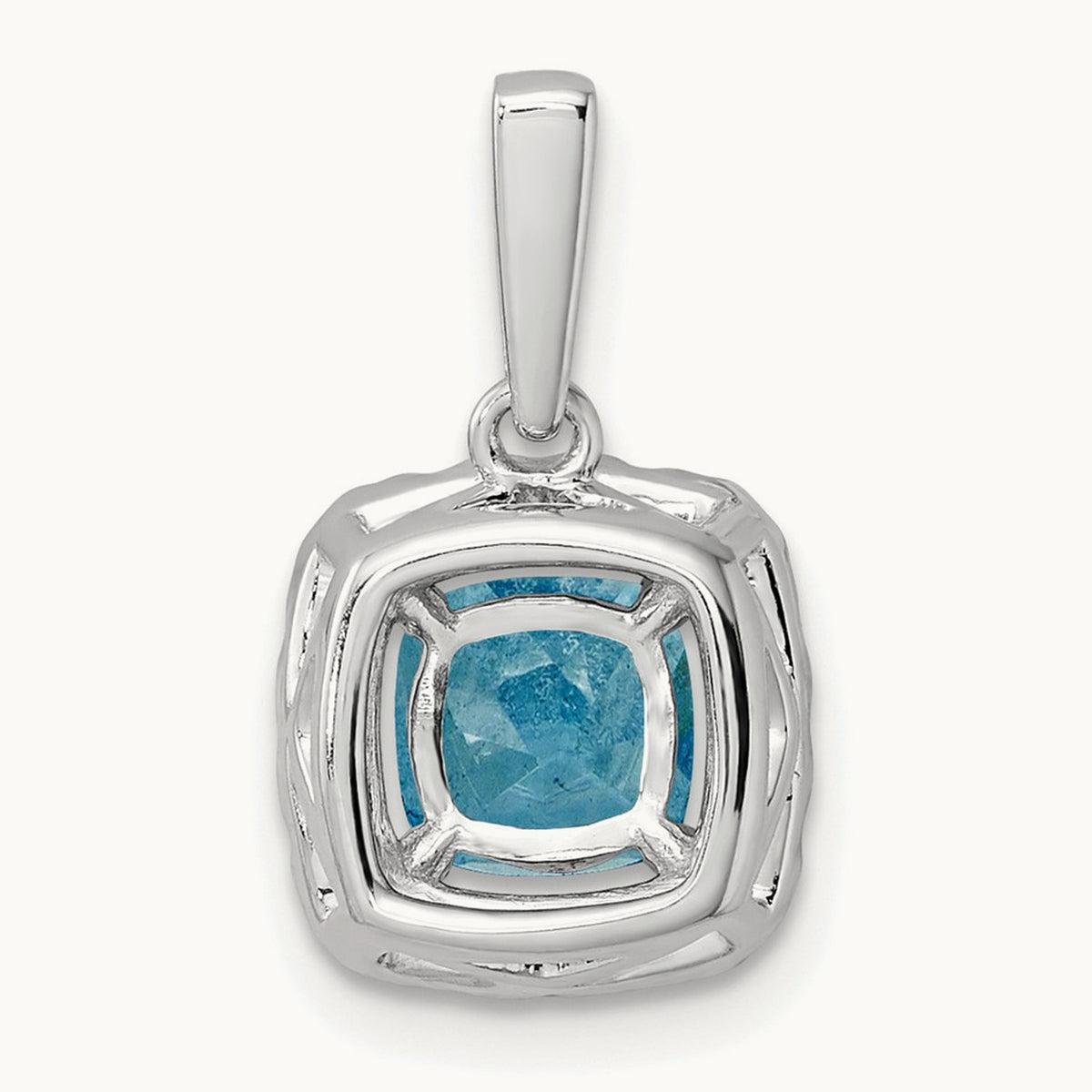 Dec Birthstone Blue Topaz Halo Pendant, 0.25 ct tw Lab-Grown Diamond