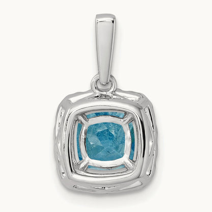 Dec Birthstone Blue Topaz Halo Pendant, 0.25 ct tw Lab-Grown Diamond