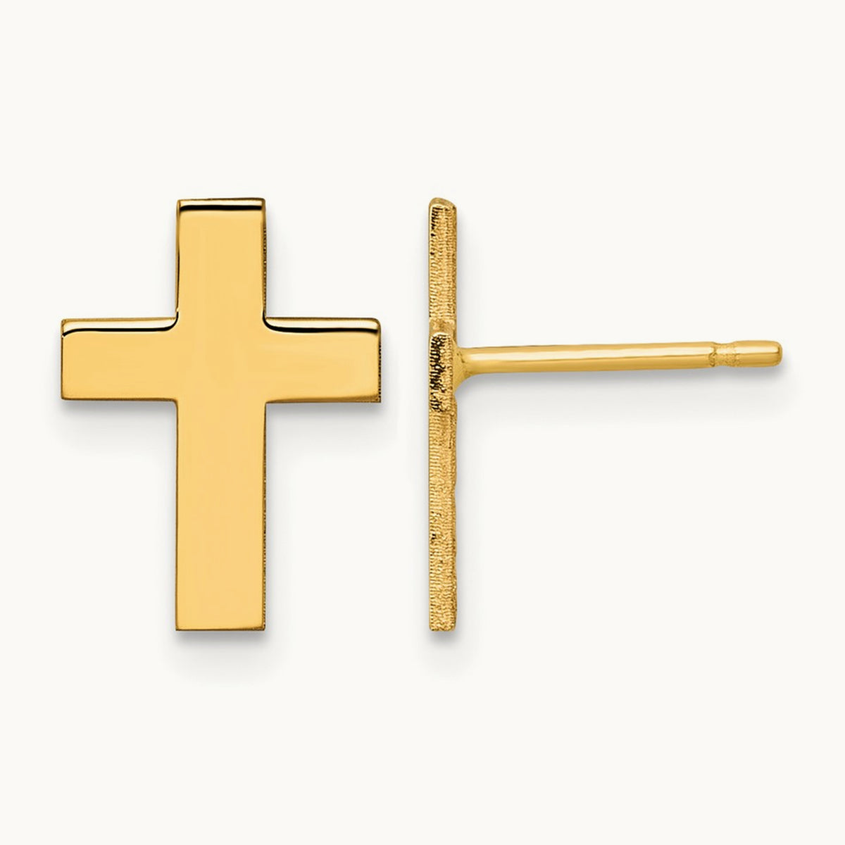 Polished Cross Earrings — 12mm