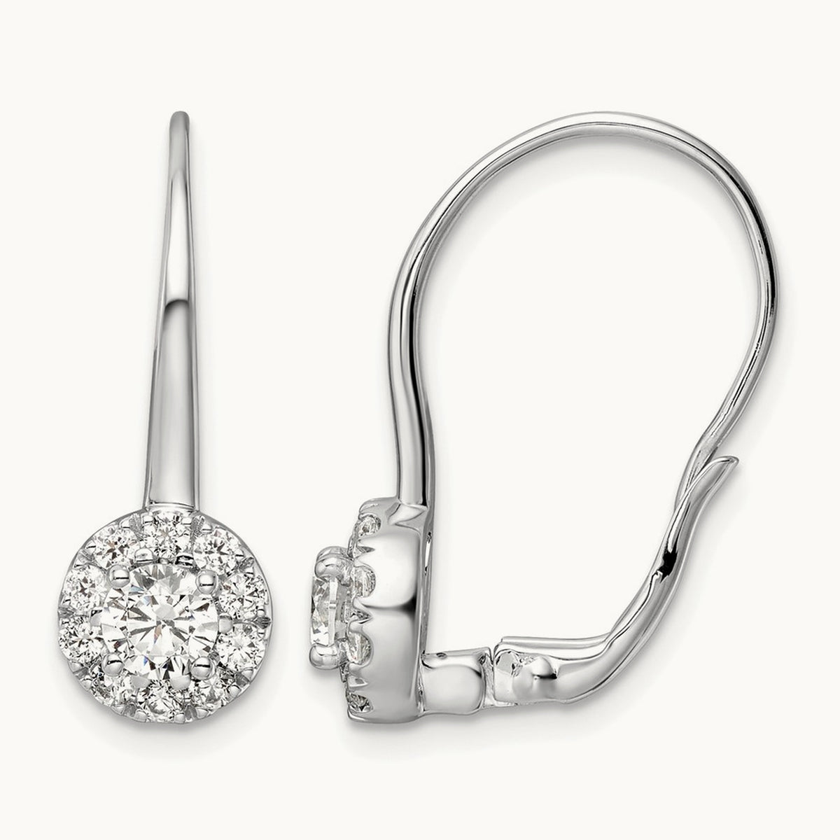 Drop Leverback Earrings, 0.75-1.50 ct tw Lab-Grown Diamond — 1 1/2 ct, 14K White Gold