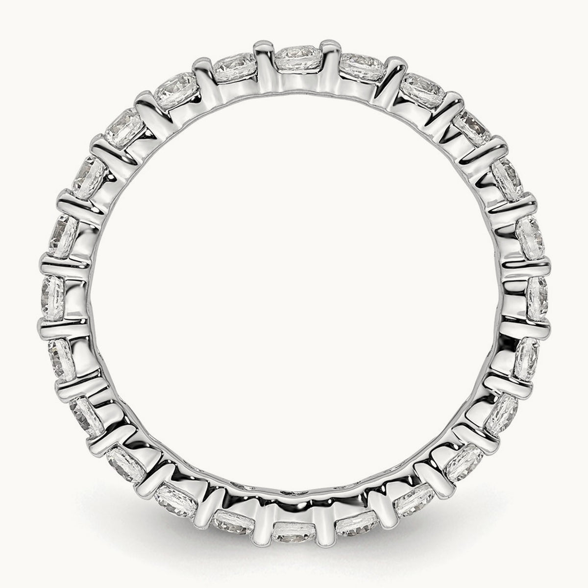 Polished Shared Prong Diamond Eternity Band — 14K White Gold, 0.982 ct, 5