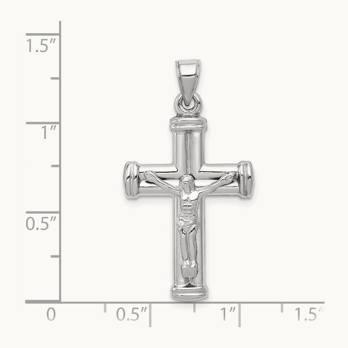Reversible Crucifix Pendant — 14K White Gold, 35mm
