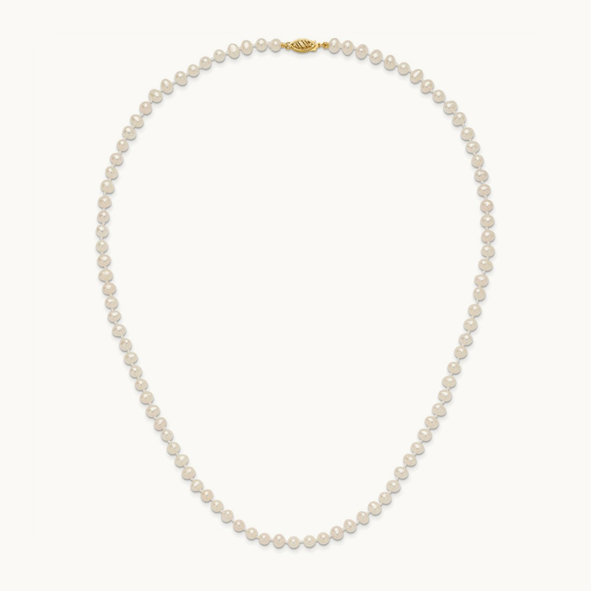 4- White Near Round Freshwater Cultured Pearl Necklace, 14K