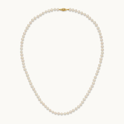 4- White Near Round Freshwater Cultured Pearl Necklace, 14K
