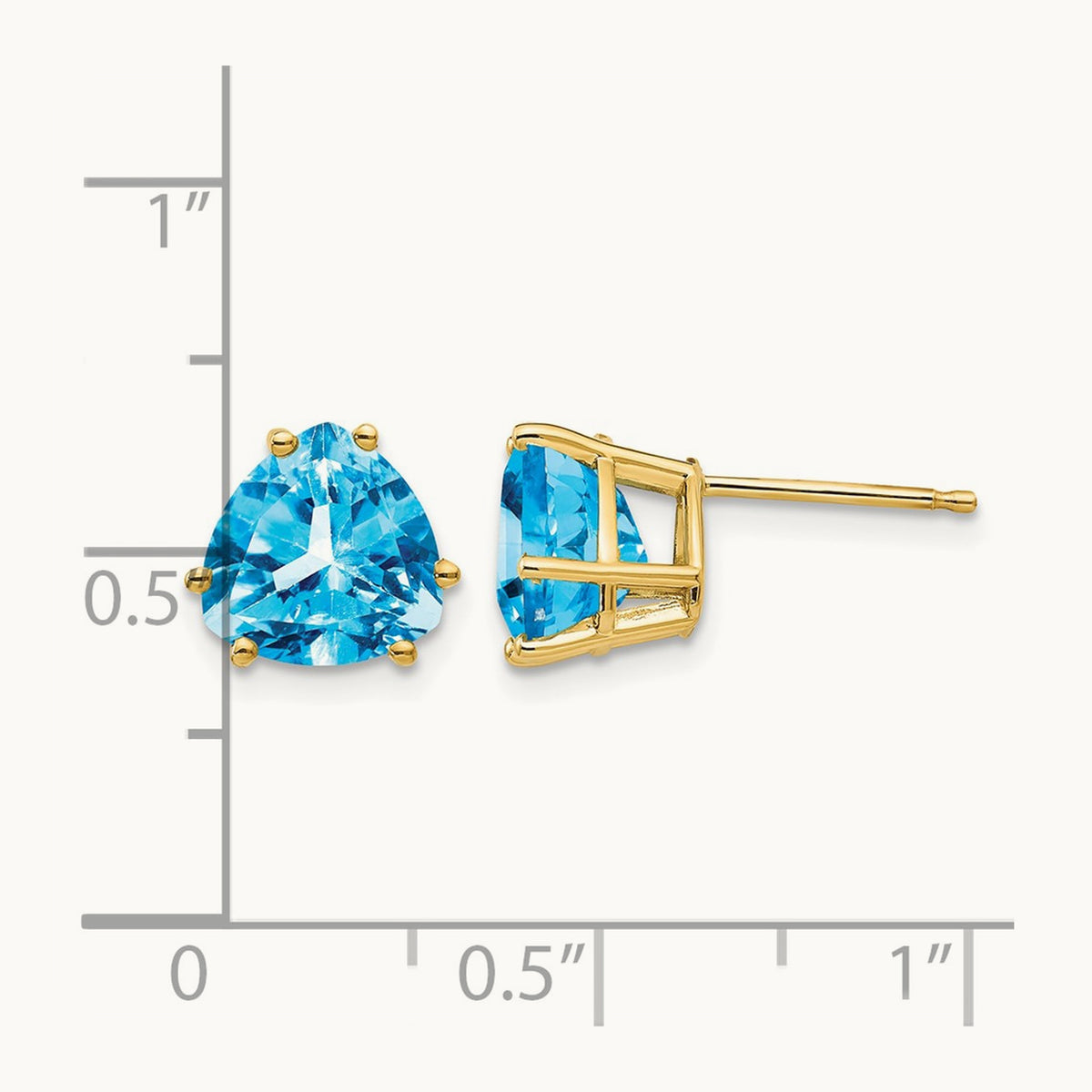 Trillion Blue Topaz Earrings, 8mm, 14K