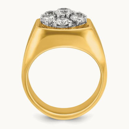 14ktt IBGoodman Men's Polished & Satin Round Diamond Cluster Ring
