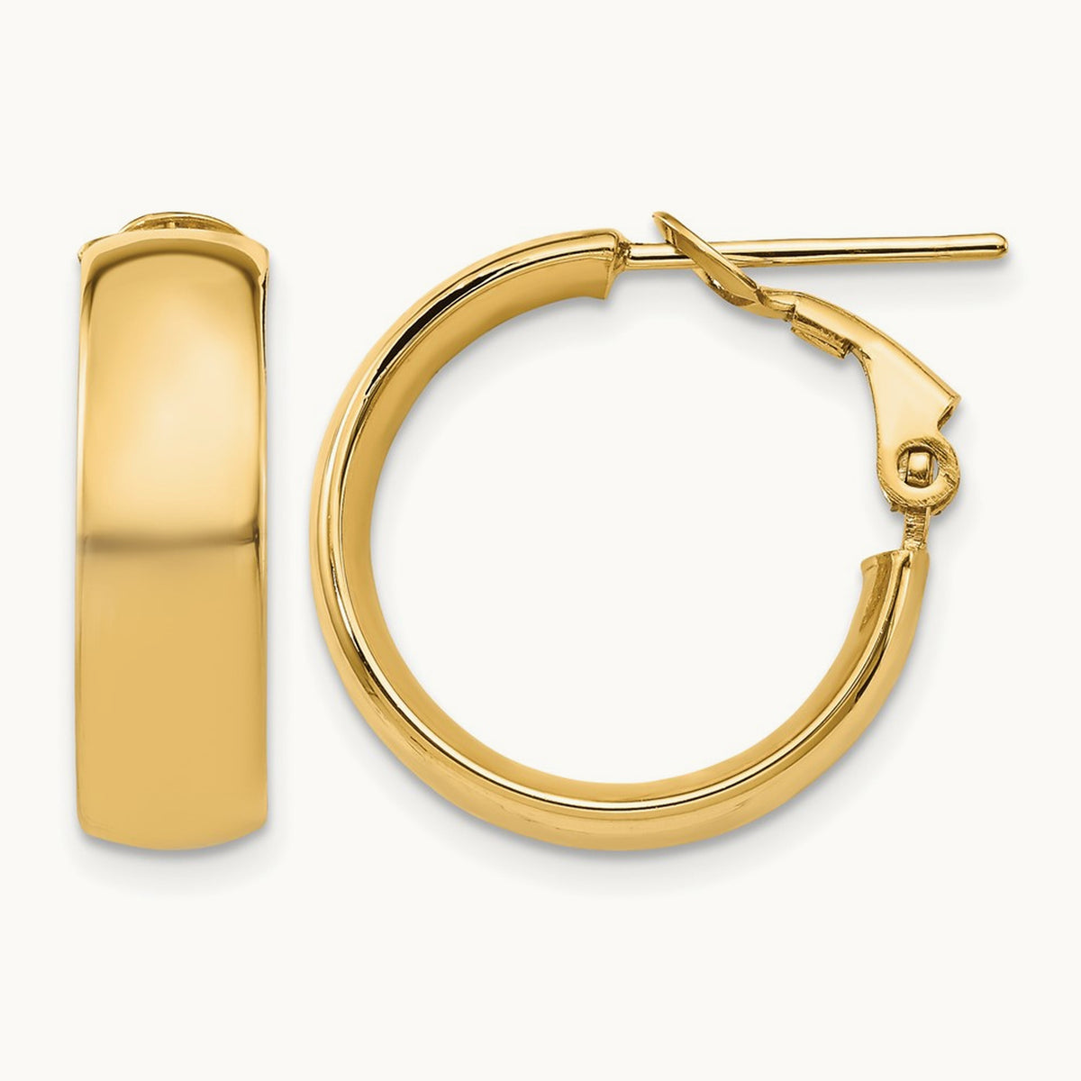 Polished Omega Back Hoop Earrings — 18mm
