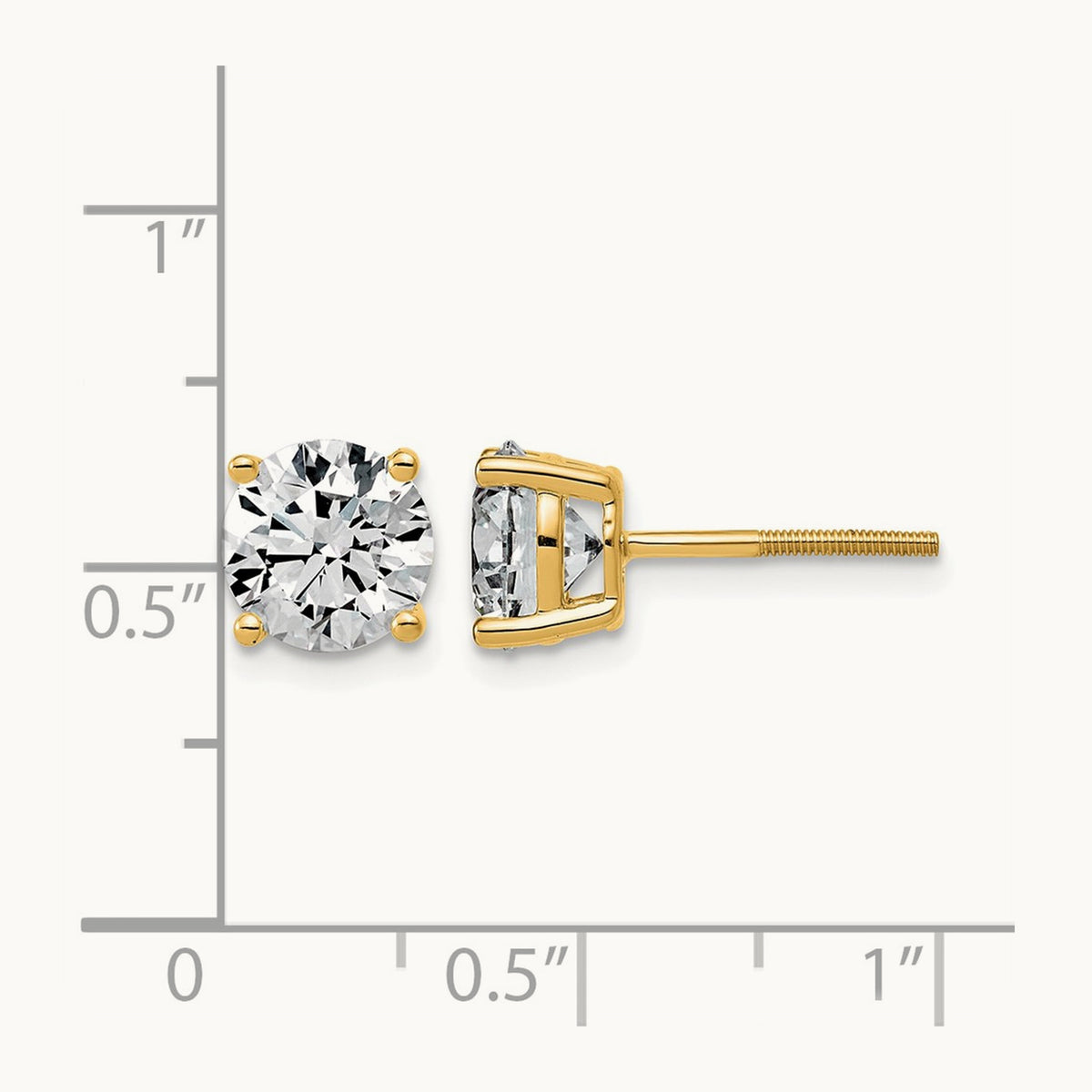 Lightweight Screwback Earrings, 0.25-4.00 ct tw Lab-Grown Diamond — 14K Yellow Gold