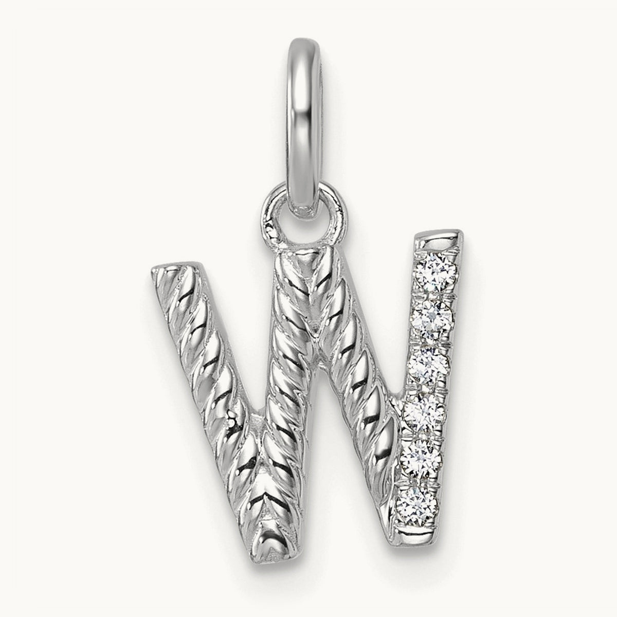 Twisted Diamond Charm — 14K White Gold, W