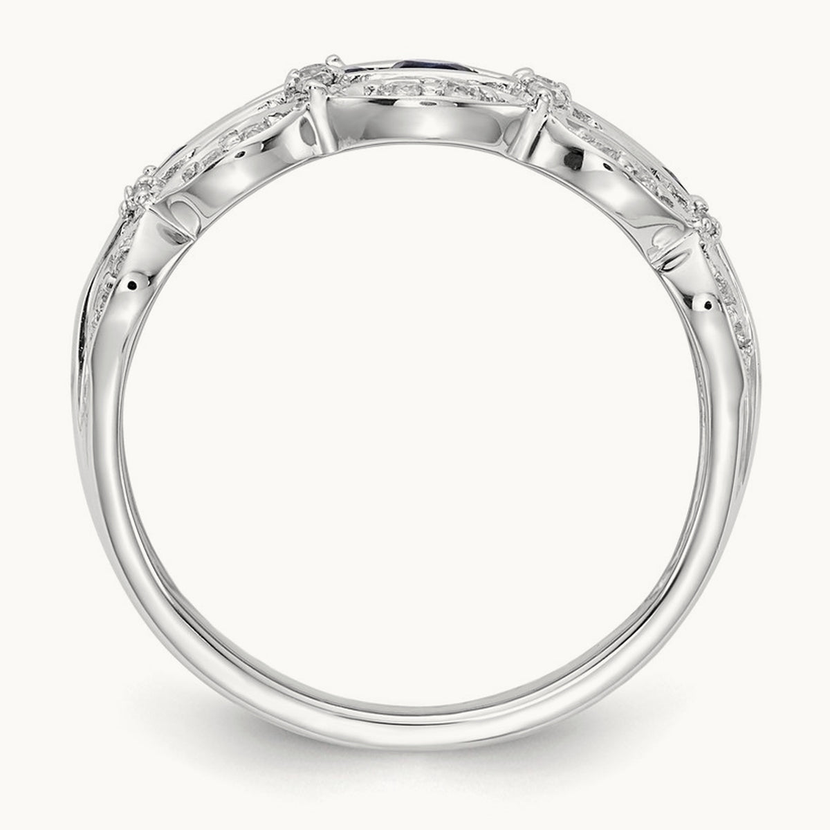Diamond and Sapphire Fancy Ring, 14K White Gold
