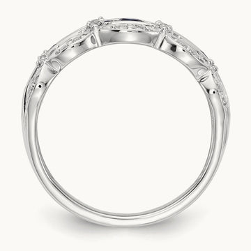 Diamond and Sapphire Fancy Ring, 14K White Gold
