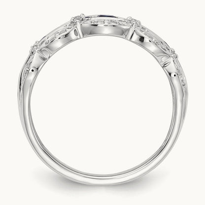 Diamond and Sapphire Fancy Ring, 14K White Gold