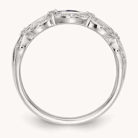Diamond and Sapphire Fancy Ring, 14K White Gold