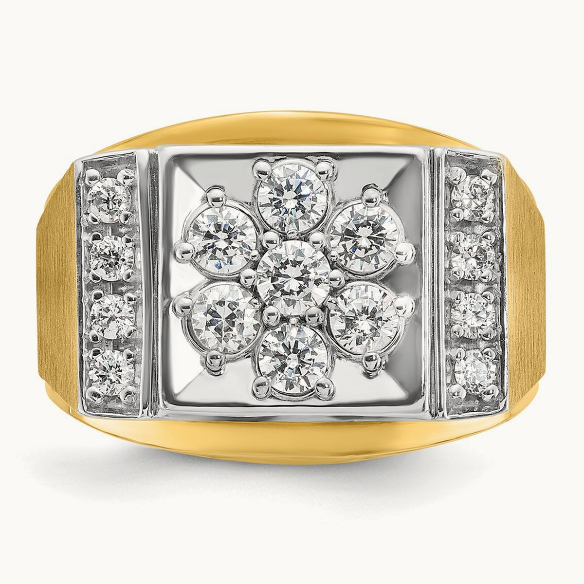 IBGoodman Men's Polished and Satin Diamond Cluster Ring, 14K Two-tone