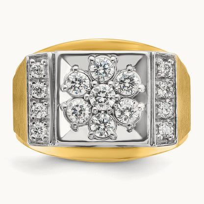 IBGoodman Men's Polished and Satin Diamond Cluster Ring, 14K Two-tone