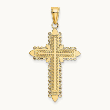 w/ Lace Border Cross Charm, 14K