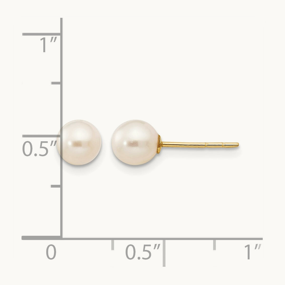 Madi K 5- White Near Round Freshwater Cultured Pearl Post Earrings, 6mm, 14K