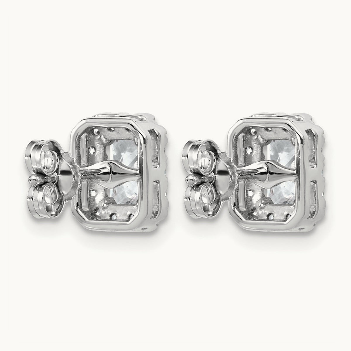 Radiant Halo Post Earrings, 0.50-8.50 ct tw Lab-Grown Diamond — 1 1/3 ct, 14K White Gold