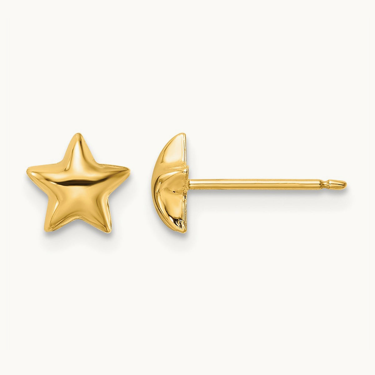 Polished Star Post Earrings, 14K
