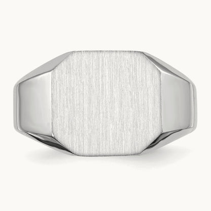 12.5x11. Open Back Signet Ring, 5mm, 14K White Gold