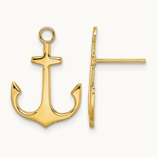 Polished 2-D Anchor Post Earrings, 14K