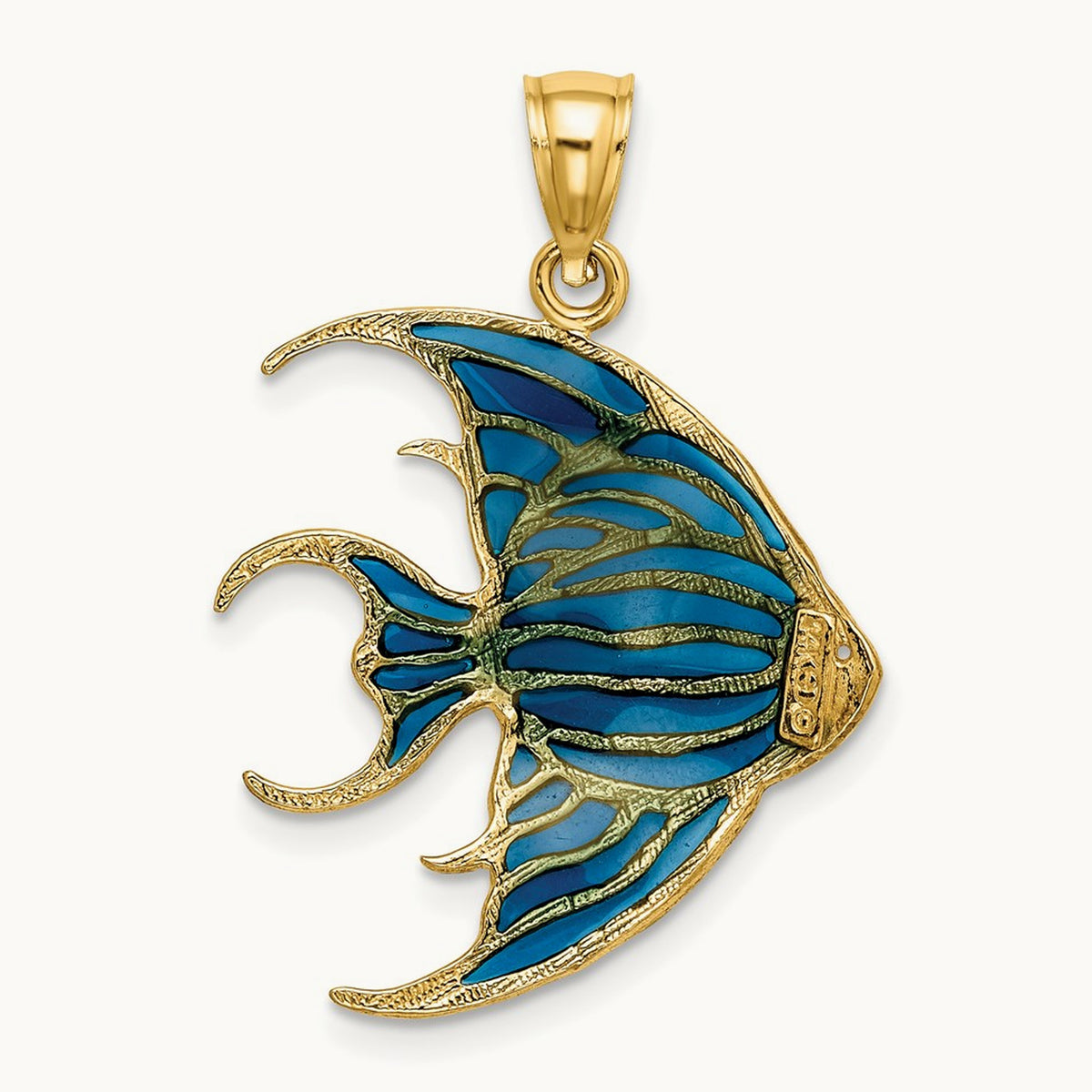 W/ Blue Enameled Angelfish Charm, 14K