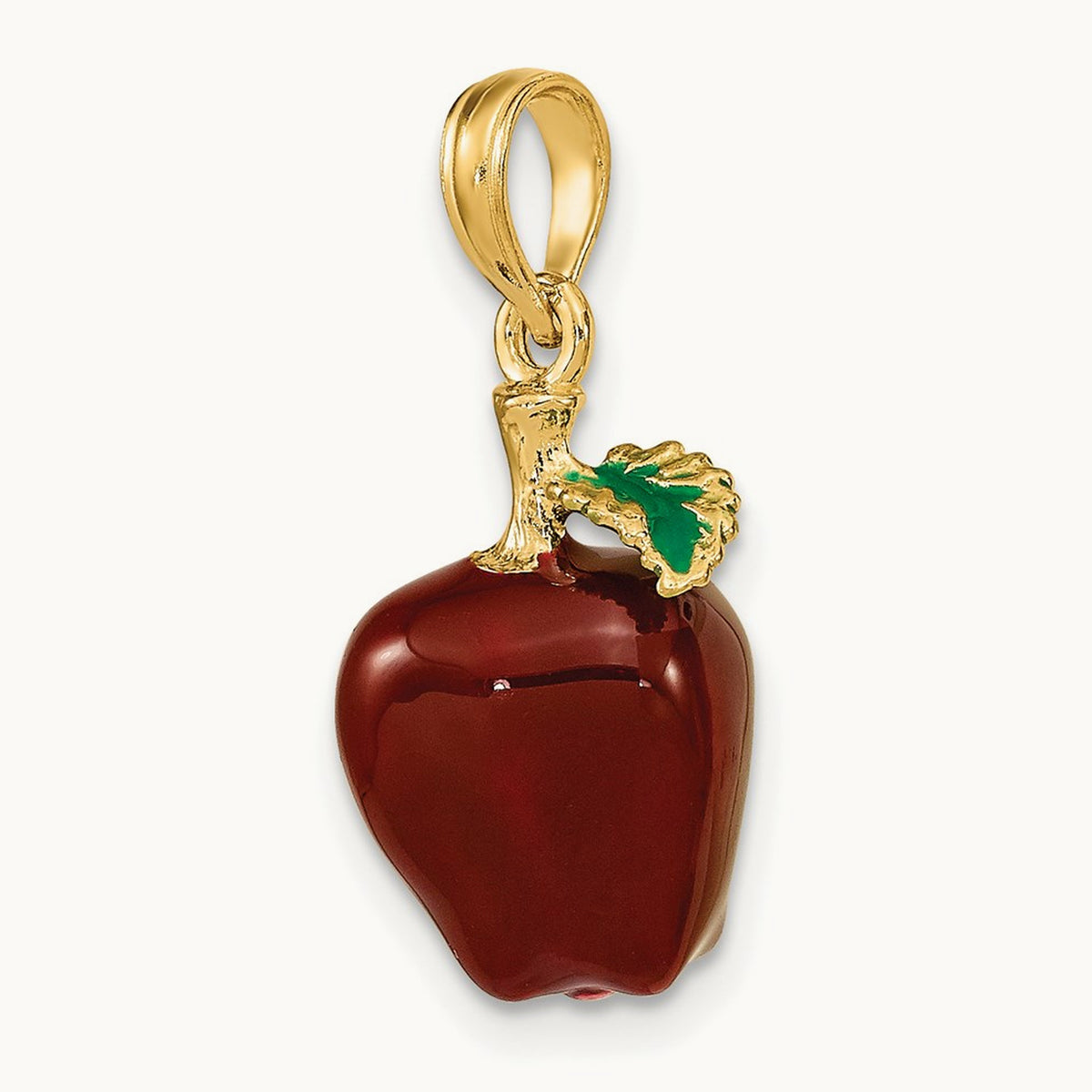 w/ Enamel 3-D Red Delicious Apple Charm, 14K