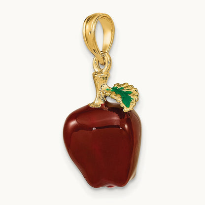 w/ Enamel 3-D Red Delicious Apple Charm, 14K