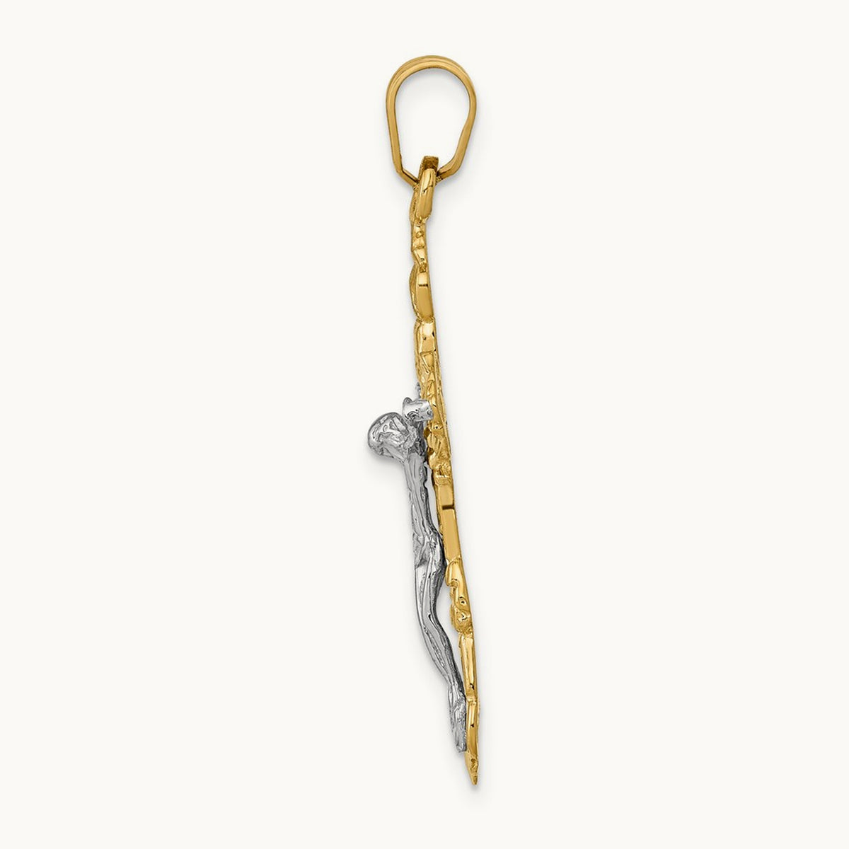 Fleur De Lis Crucifix Pendant, 14K Two-tone