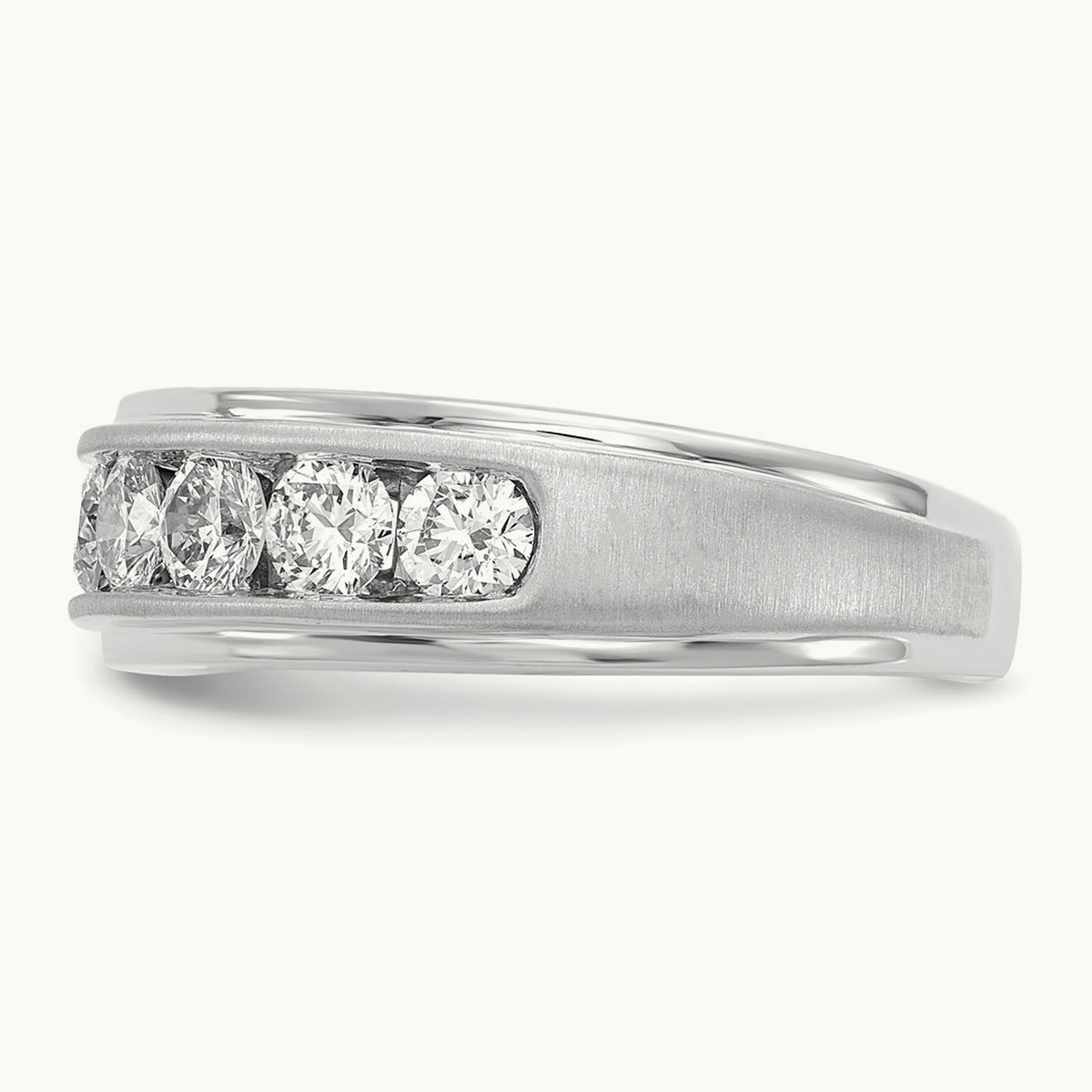 7 Stone Men's Ring, 1.50 ct tw Lab-Grown Diamond — 10K White Gold