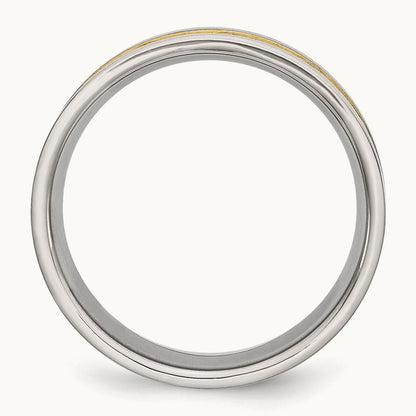 Brushed Yellow IP-plated Grooved Band — photo set