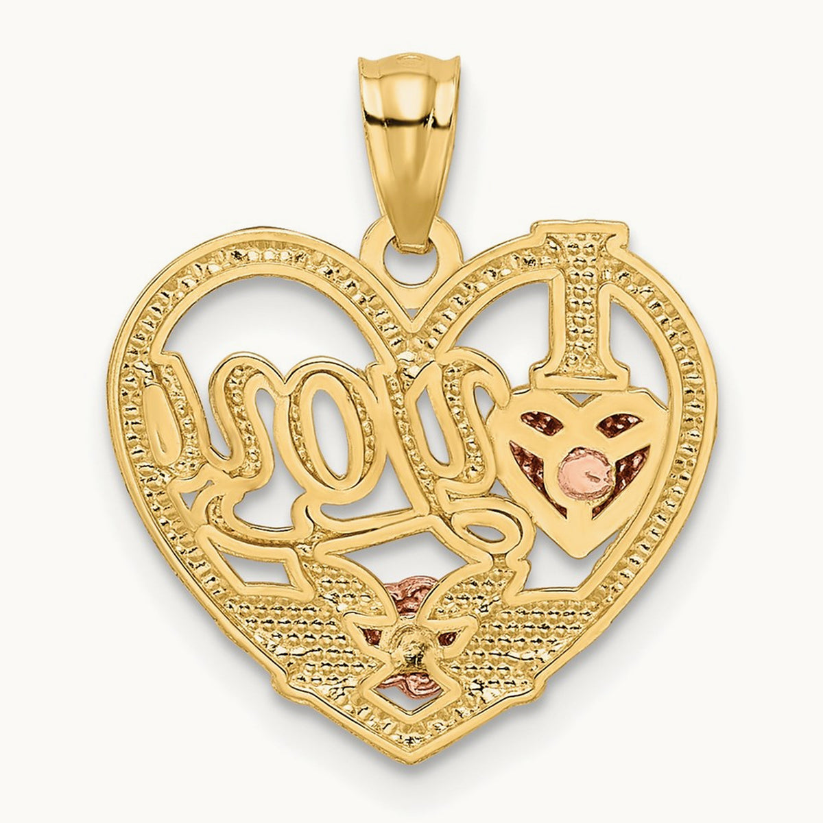 w/White Rhodium I LOVE YOU Heart Pendant, 14K Two-tone