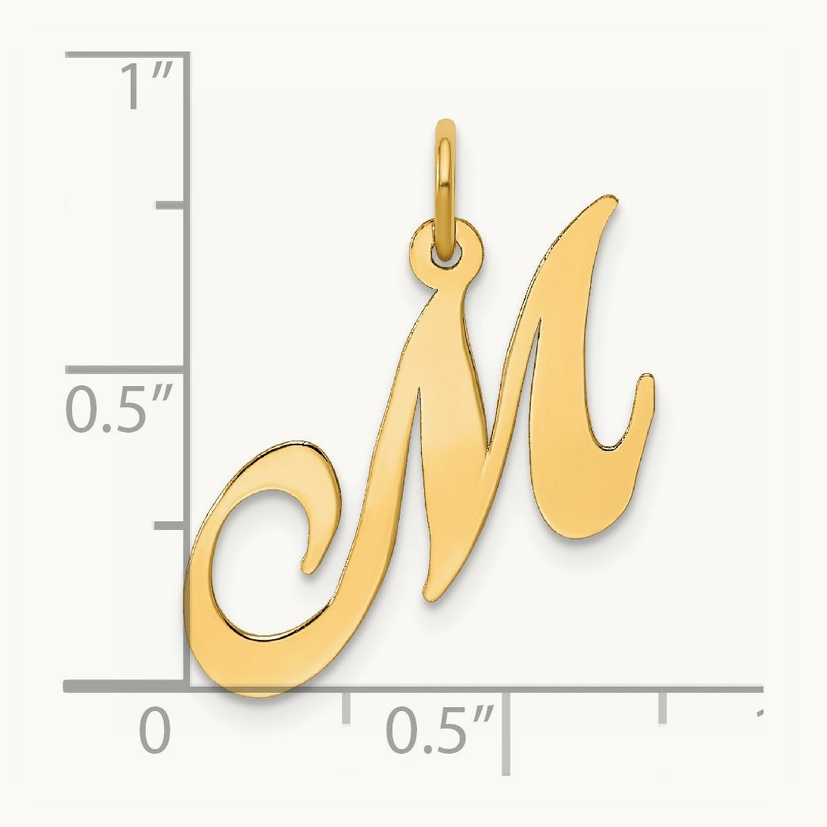 Medium Fancy Script Initial Charm — 14K Yellow Gold, M