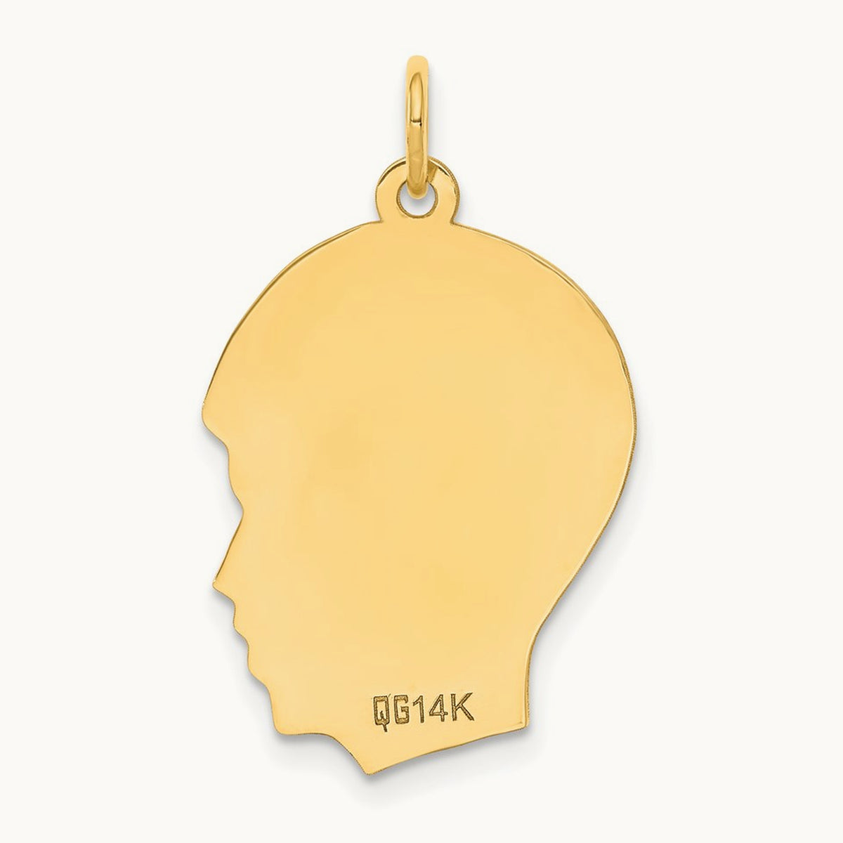 Plain Medium .035 Gauge Facing Right Engravable Boy Head Charm — 27mm
