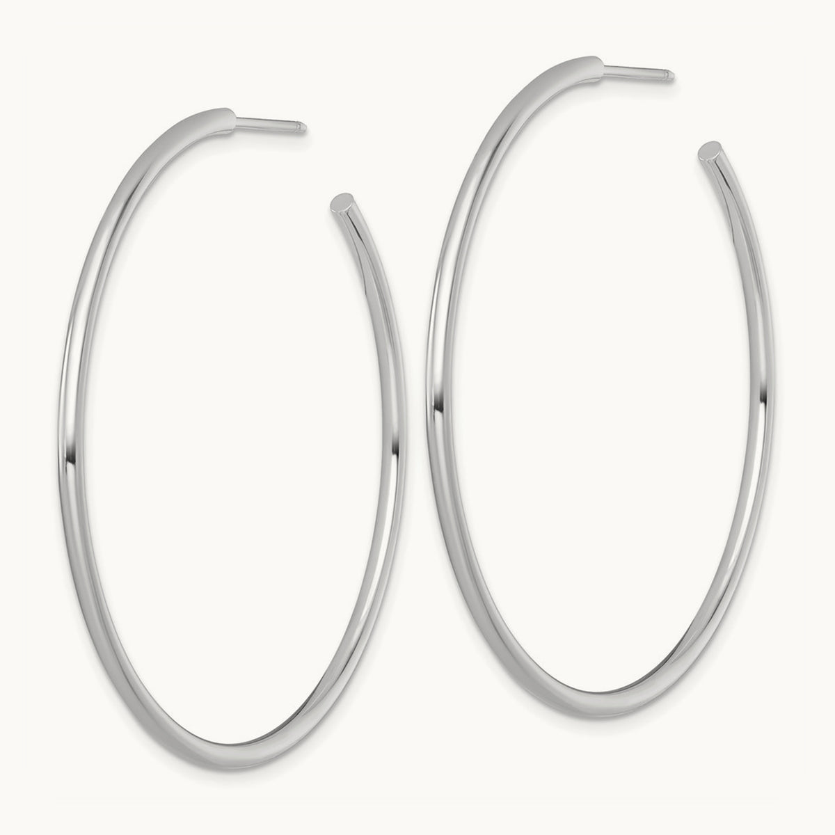 2.0 x Polished Post Hoop Earrings — 14K White Gold